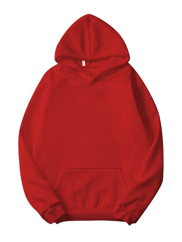 European and American Women's Loose Plus Size Fleece-Lined Hooded Sweatshirt, Solid Color, Long Sleeve, New Autumn/Winter Style.