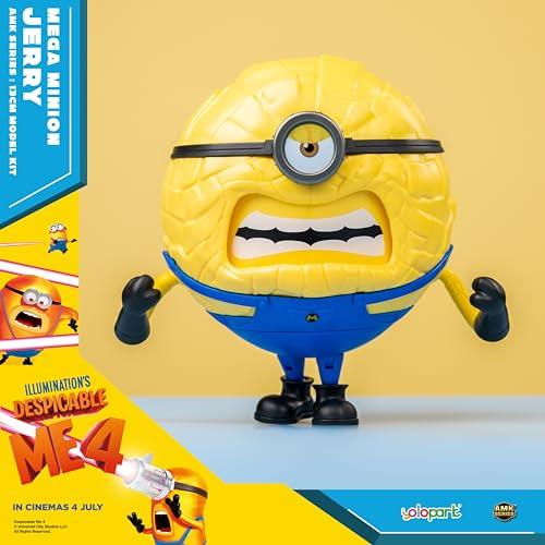 Minions Despicable Me 4 Toy, 4.7-inch Mega Jerry Action Figure with 360° Rotating Body and 3 Interchangeable Facial Expressions, Minion Model Kit, Gif