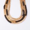 Leisure trend punk style metal wood multi-section tubular splicing multi-layer necklace light luxury high-end women