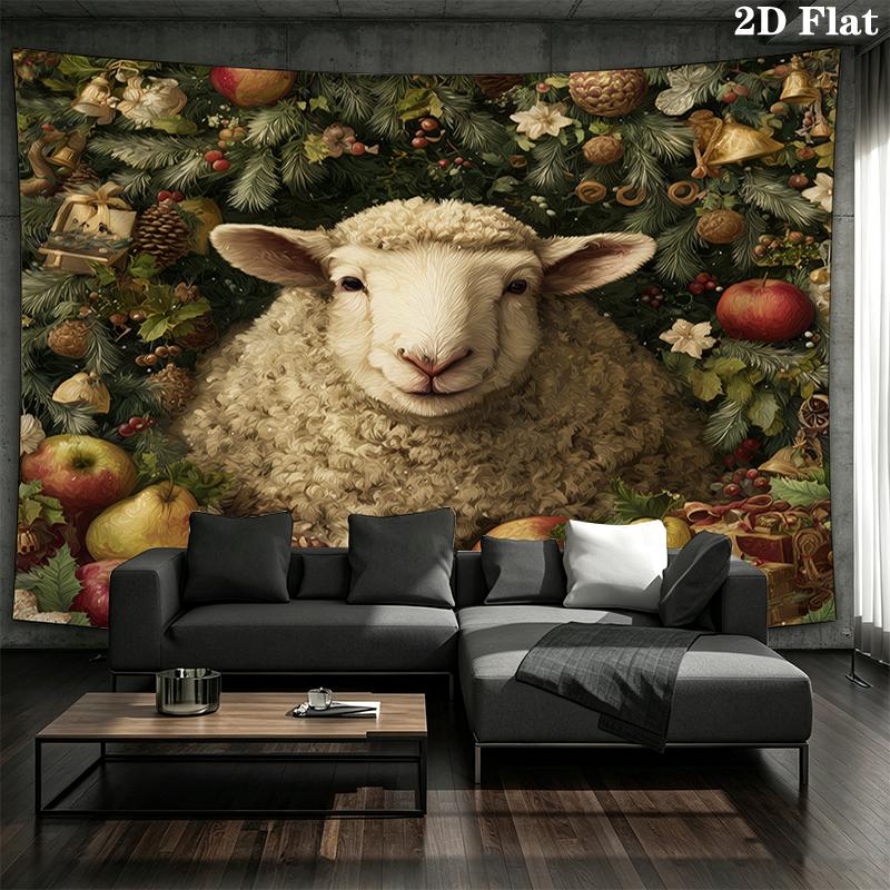 Weihnachtstiere Wandteppich, ästhetische bedruckte Stoffdecke, geeignet für Schlafzimmer, Wohnzimmer und Heimdekoration.