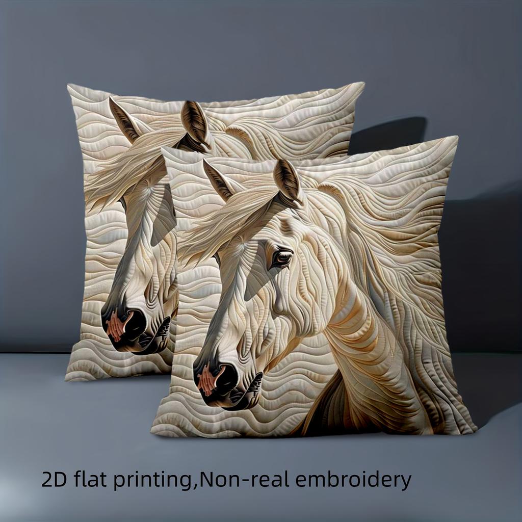 1 pudebetræk 2D fladt tryk Hestemønster 2D-trykt pude Polyester pudebetræk sofa dekorativt pudebetræk