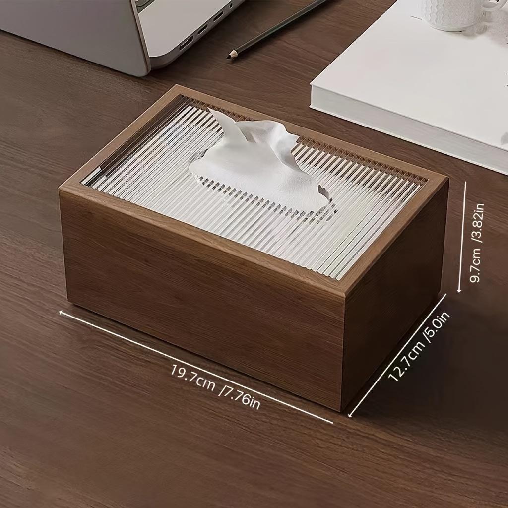 1PC Black Walnut Patterned Wooden Tissue Box, Paper Drawer, Home Tissue Box