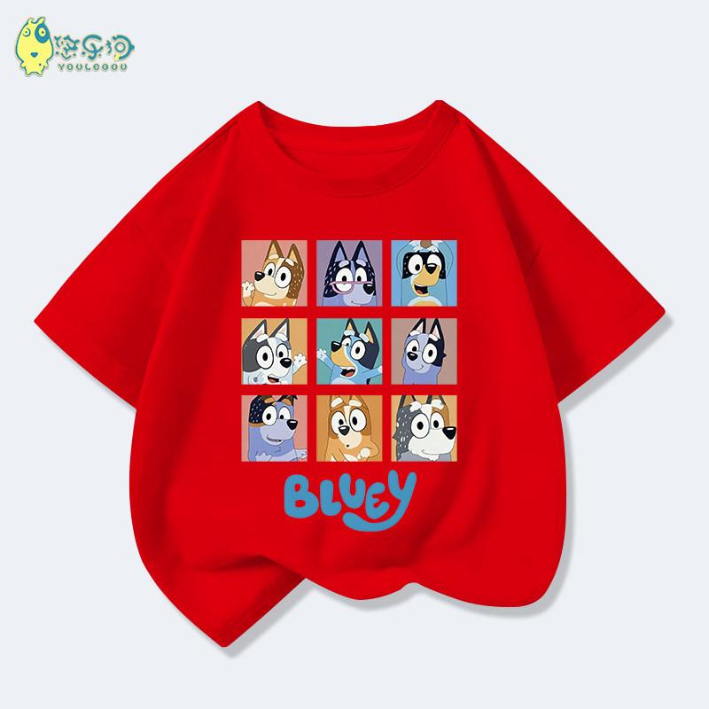 2026 Kids Bluey Cartoon T-Shirt Autumn Winter Short Sleeve Warm Anime Print Comfortable Sweatshirt for Boys and Girls Daily Use