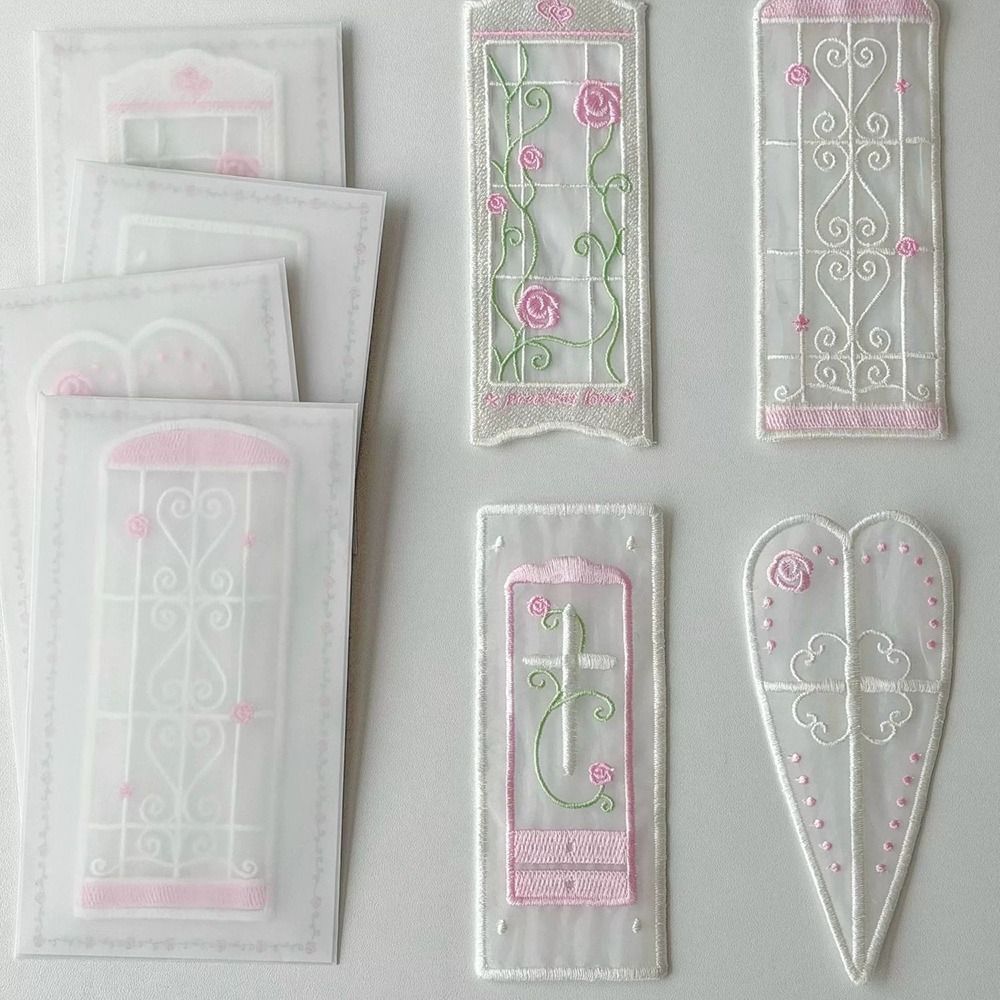 Embroidered Detail Rose Embroidered Bookmark Organza Reading Marker Reading Marking Tool