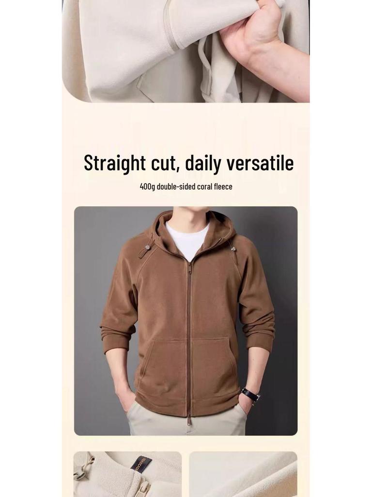 Customizable Logo Heavyweight Fleece Hooded Sweatshirt - Thickened Double-Sided Autumn/Winter Cardigan