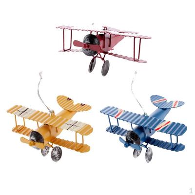 Model Biplan Metalic de Colecție Design cu Agățare cu Sfoară pentru Decor Casă Mașină Jucărie