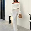 Summer French Beach Dress With Long Sleeves And Off Shoulder Style For Casual Women