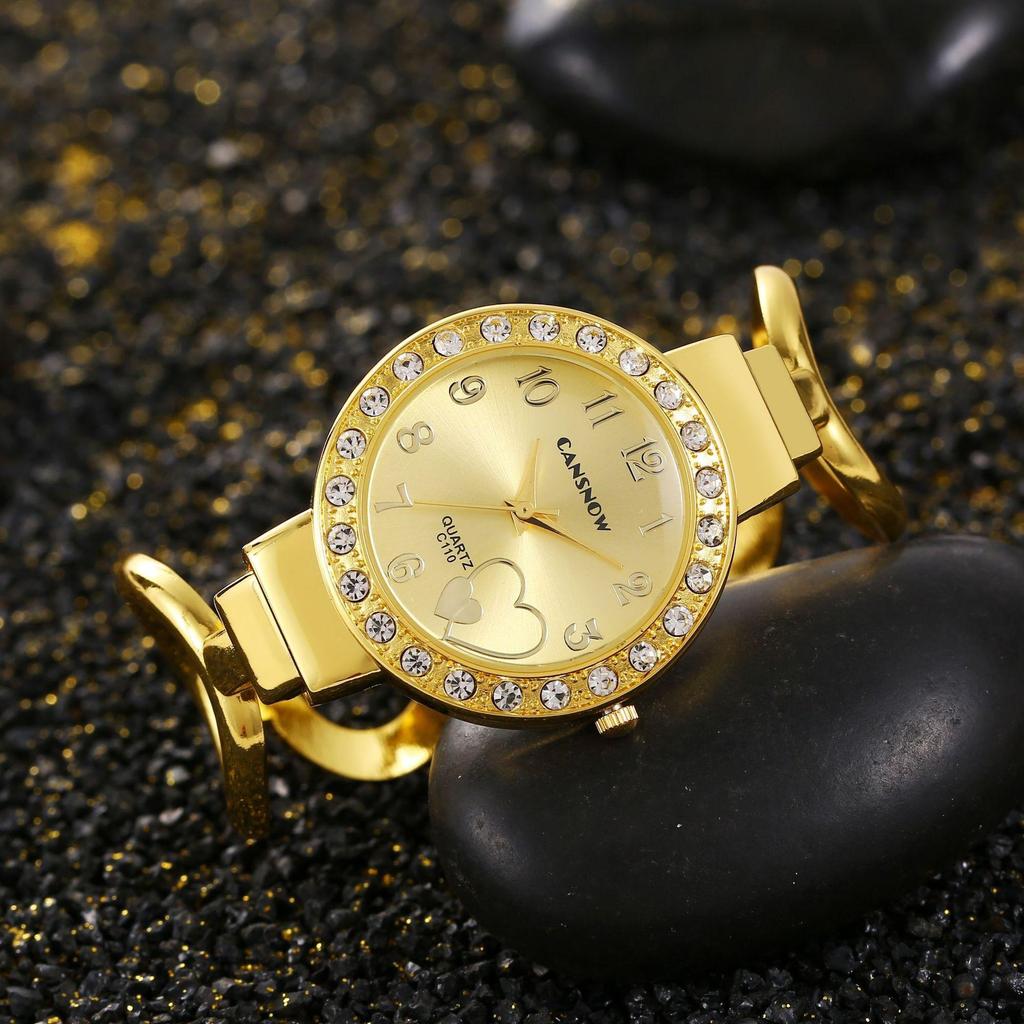 Neue Luxus-Damenuhr Mode Runde Diamantenbesetzte Uhr Damenuhr Damen Quarz-Armbanduhr Herzförmiges Zifferblatt Geschenk für Mädchen