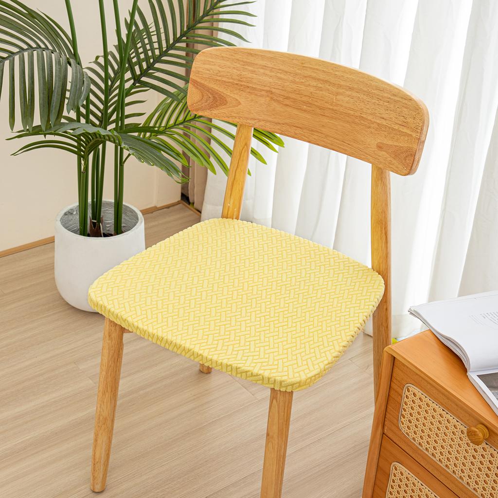Stretch Jacquard Chair Seat Covers Solid Removable Washable Anti-Dust Dining Room Chair Seat Cushion Slipcovers
