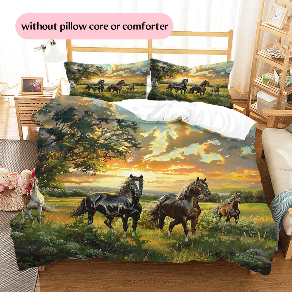 1PC Horse Bedding Quilt Set Quilt Cover Pillowcase Home Decoration Birthday Gift (1 * duvet cover + 15 * pillowcase, without core)