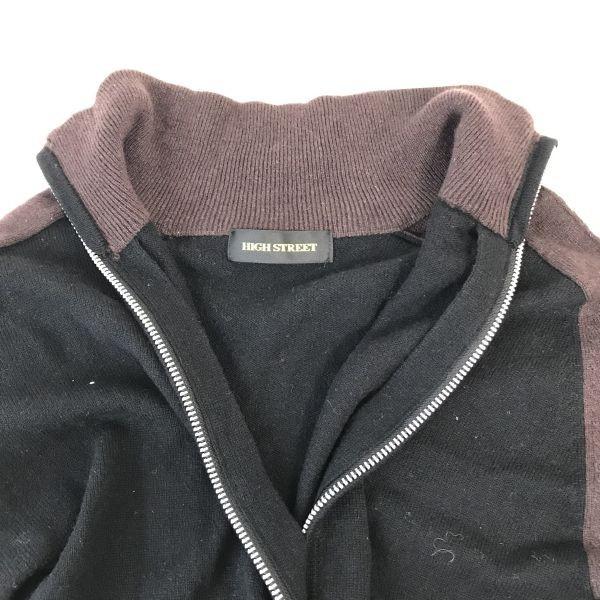 HIGH STREET Cashmere Blend Knit Blouson Men S-M Black Brown(USED)