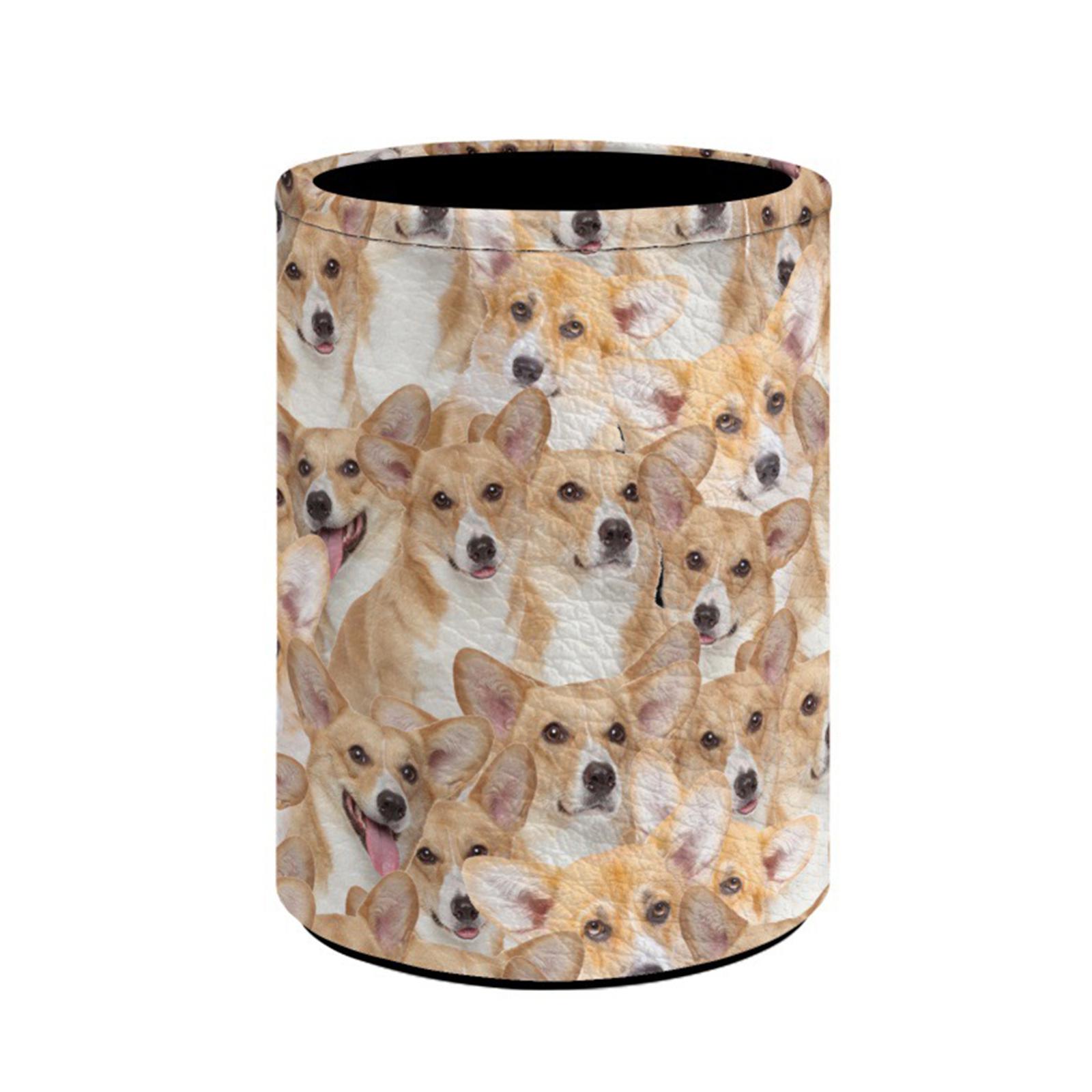 

Цветочный держатель для ручек и карандашей из искусственной кожи, цилиндрический держатель для ручек, органайзер для офисного стола, держатель для кистей для макияжа в офисе белый