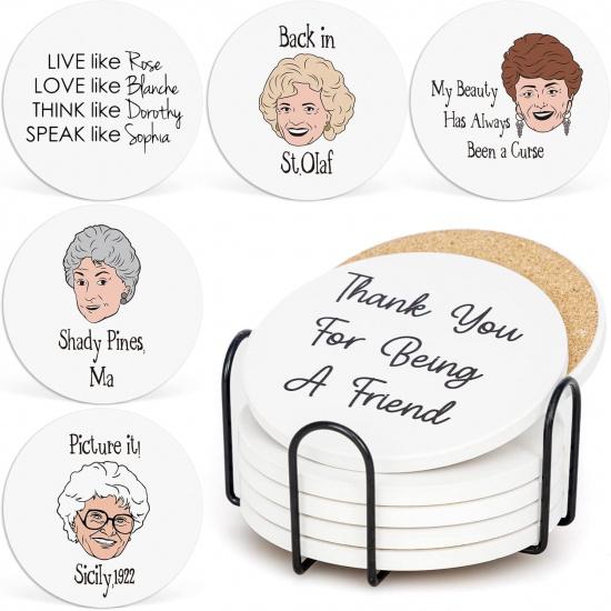 Golden Girls Coasters for Drinks, Golden Girls Merchandise, Golden Girls Ceramic Coasters Set of 6 with Holder, Golden Girls Gift for Fans, Golden