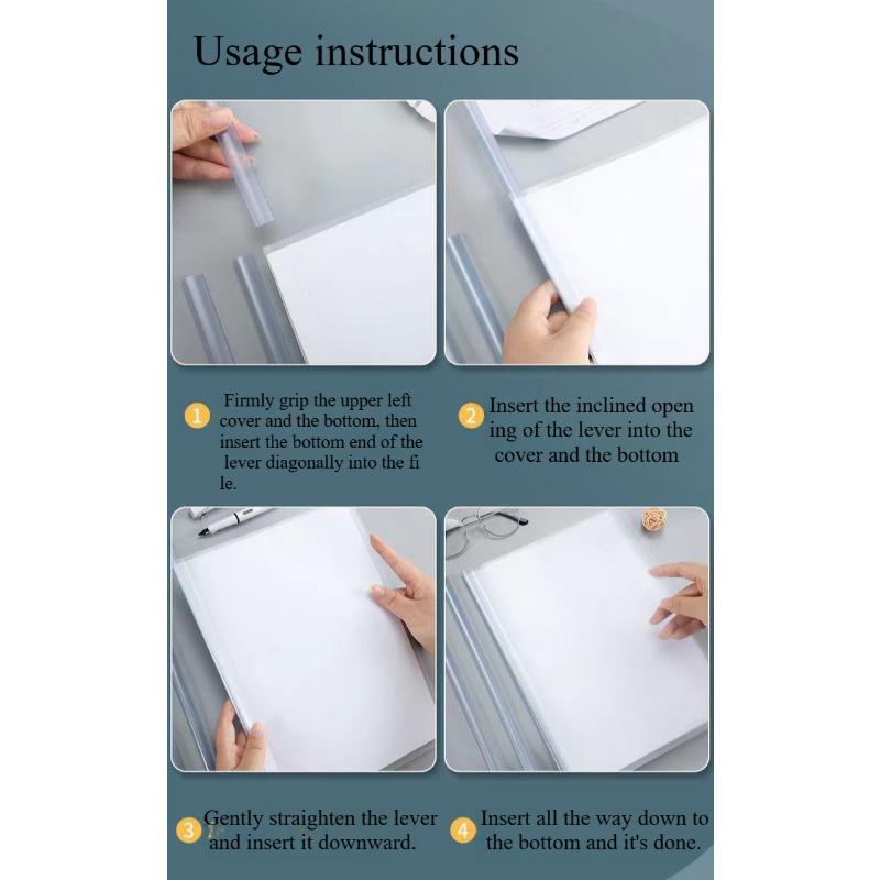 10PCS A4 Folder Transparent Tie Rod Clip Single Page Folder Student File Bag Office Supplies