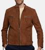 AL KHALID Men's Brown Suede Jacket 100% Pure Stylish Slim Fit Jacket Biker