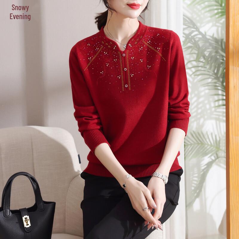 

XUEXI Women s Red Winter Base Layer Sweater L