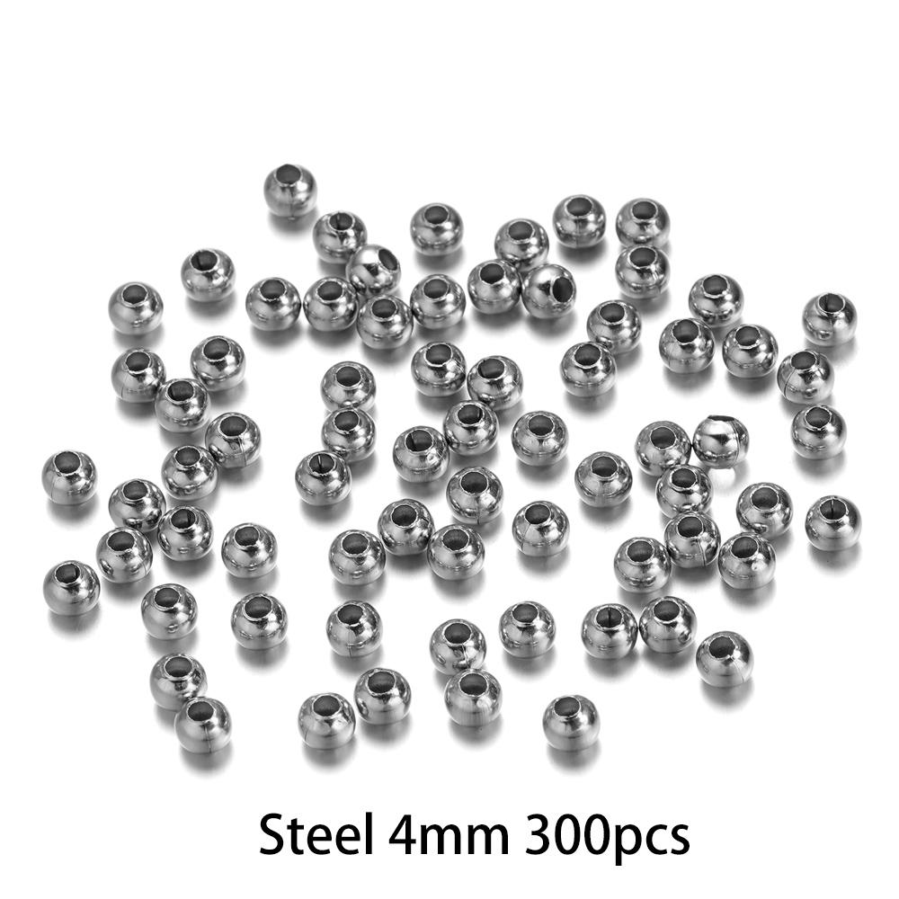 2-8Mm Stainless Steel Round Seed Big Hole Bead Loose Spacer Beads For Diy Jewelry Making Findings Supplies Accessories