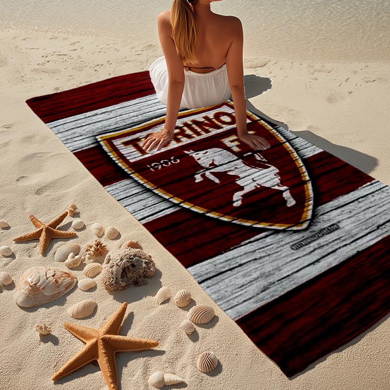 Torino Fc Crest Design Microfiber Beach Towel, Lightweight And Quick-Dry, for Summer Travel, Beach Essential, Swimming Pool