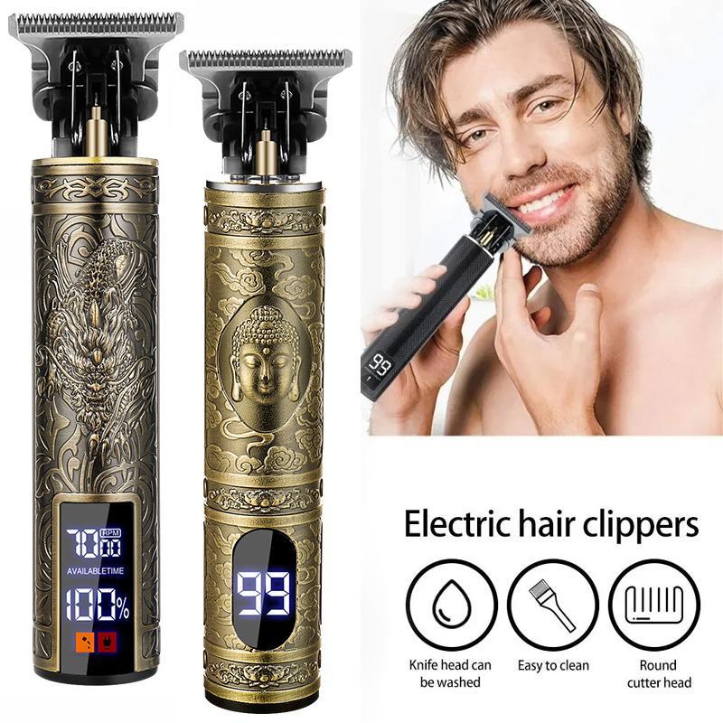 Recarregável Profissional Escultura Vintage T9 Máquina de Cortar Cabelo Masculina Ferramentas de Limpeza Barba Portátil Carregamento USB Barbeiro Presente para Namorado