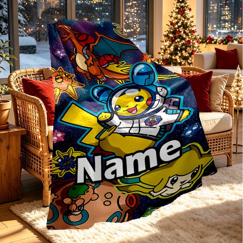 Coperta Personalizzata con Nome e Stampa Anime, Decorazione per la Casa, Camera da Letto, Divano, Campeggio, Divano, Regali per Compleanno Natale