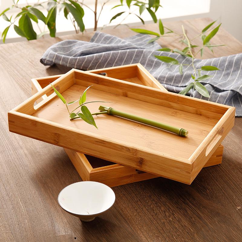 Japanese Bamboo Rectangular Tea Tray - Versatile for Household, Restaurant, Barbecue, Water Cup Storage, and Serving.