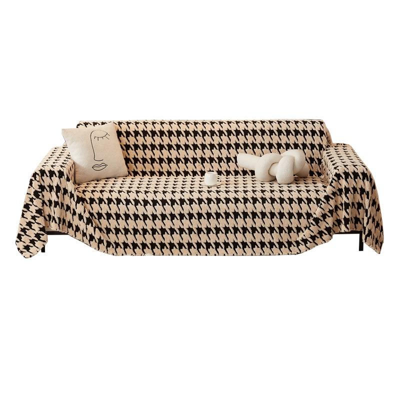 Plush Thousand Bird Grid Sofa Cover Cloth Towel One Piece Sofa Cover Sofa Blanket