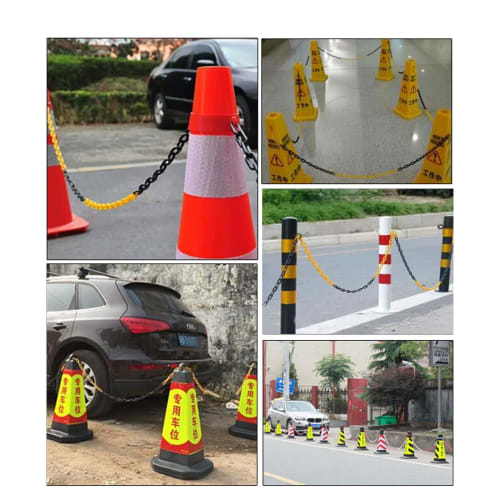 AeKeatDa Black and Yellow 25m Long, 6mm Diameter Plastic Chain for Chain Stands, Parking Lot Entrance Prohibition