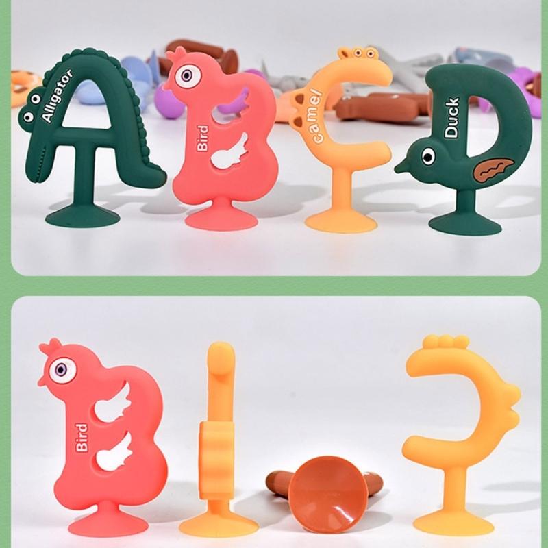 Safe & Non Toxic Silicone Teether Chewable Teething Toy with 26 Letters Cognitive Development for Infants for Boys Girls