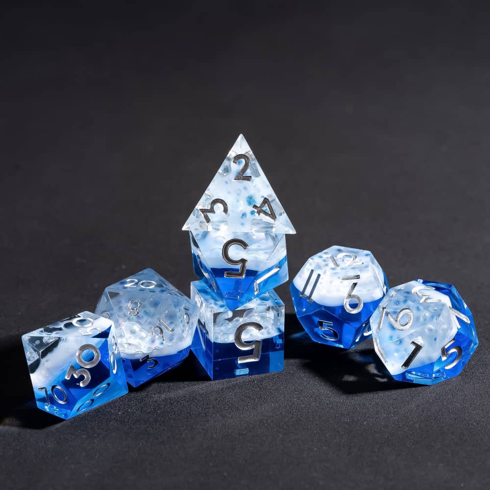 Cusdie Creative Beer Dice DND New Cocktail Handcrafted Sharp Edges Dices 7 Polyhedral Dice Set for D&D Role Playing Board Games
