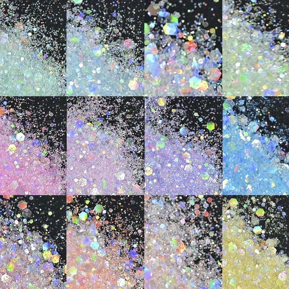 12-Color Glitter Mix –Chunky&Fine Iridescent Flakes,0.35oz/10g Bags for Resin Arts,Nails,Makeup,Crafts,Festivals, Jewelry&Creative Projects