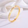 Luxury Roman Numeral Zircon Stainless Steel Bangle Radiant Gold Plated Bracelet for Daily Style
