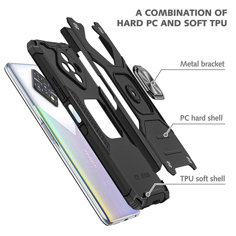 Darbeye Dayanıklı Zırh Halkası Kılıf Infinix Zero 8 Kapak Sert PC Braketi Ağır Hizmet Koruma Kılıfı