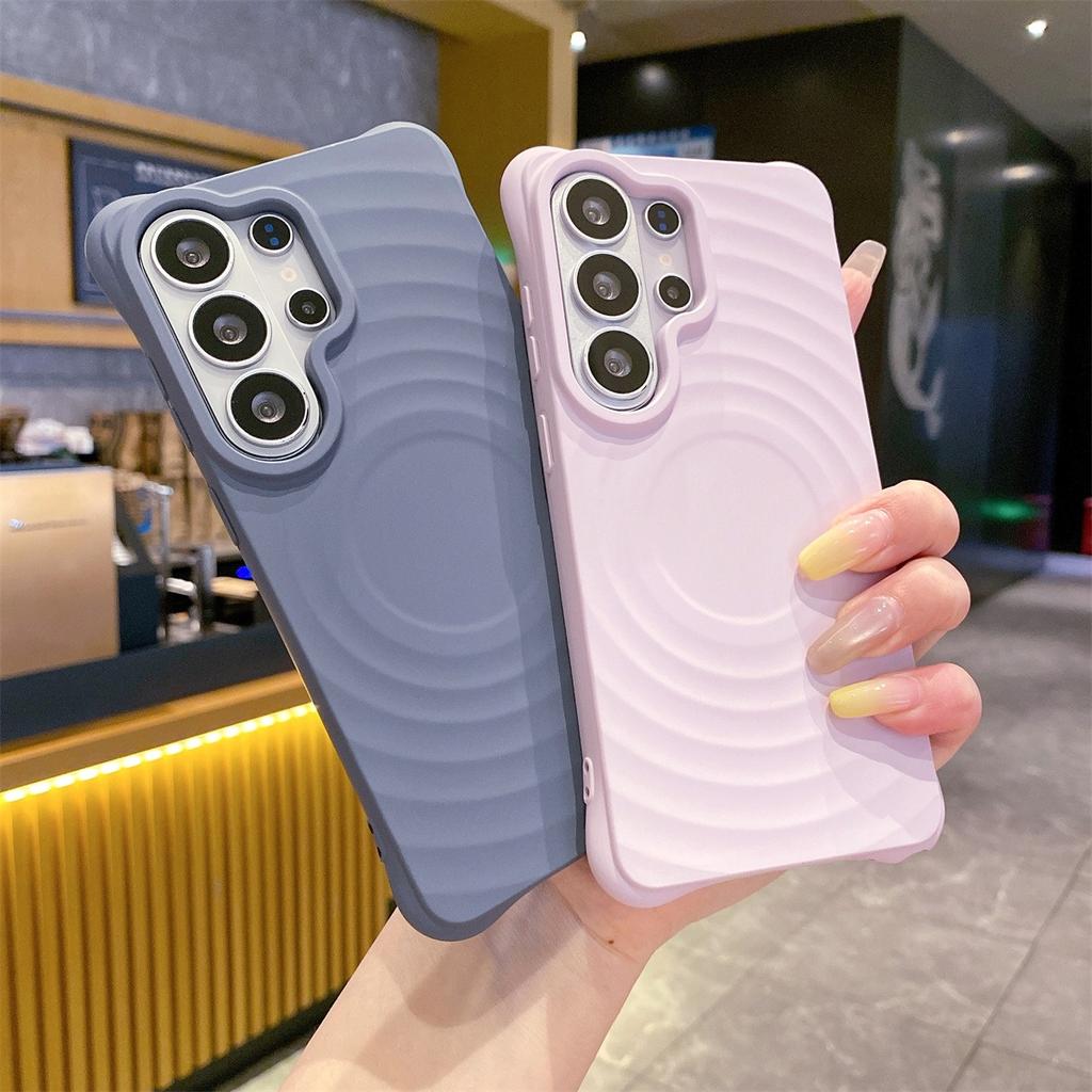 Water Ripple Silicone Soft Phone Case for Samsung Galaxy S26 Ultra S25 Plus S24 S23FE for Magsafe Magnetic Wireless Charge Cover