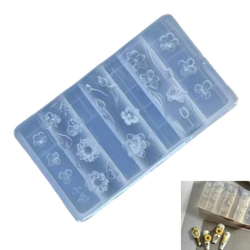 Flexible Silicone Mould for Nail Art Featuring Butterfly and Flower Designs Accessory for Practical Embossed Patterns