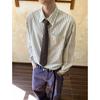 Spring New Striped Simple Lapel Shirt Men's High-end Retro Long-sleeved Top
