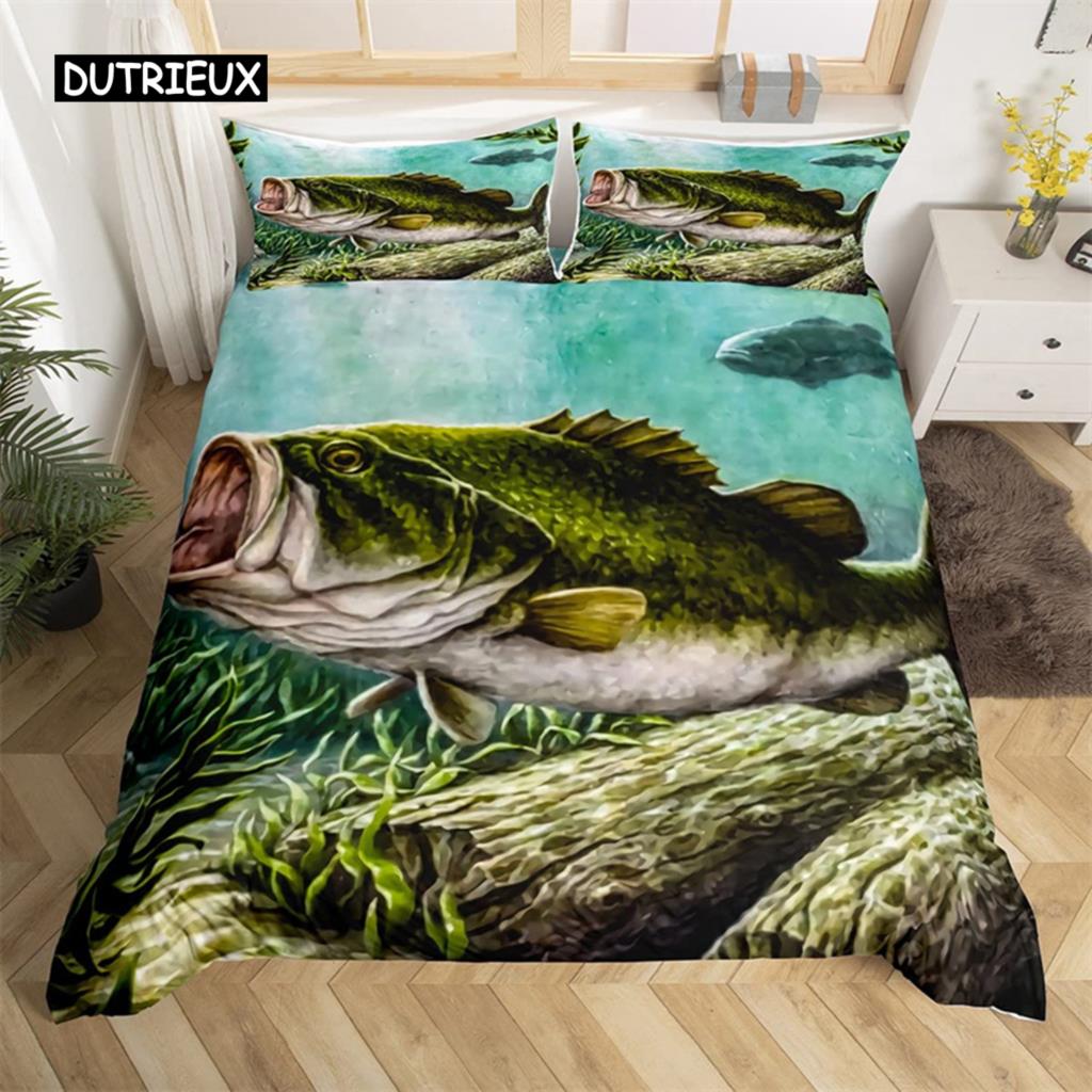 Marlin Schwertfisch Bettbezug Kawaii Marine Leben Bettwäsche Set Mikrofaser Ozean Thema Big Pike Fisch Quilt Abdeckung Einzel Twin King