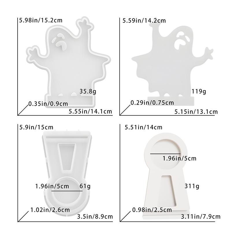Halloween Candlestick Silicone Mold Pumpkin Bat Scarecrow Ghost Spooky Shadow Caster Candle Holder Party Ornaments Plaster Mold