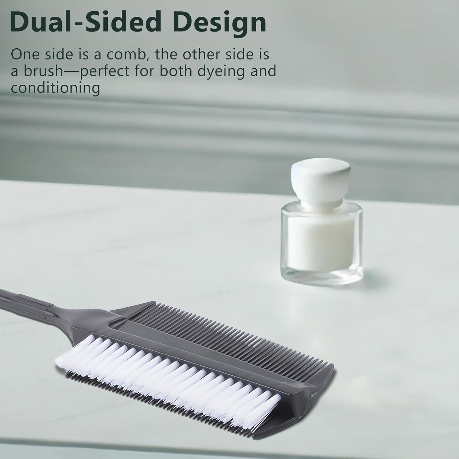 3 Pcs Black Smoothing and Sectioning Brush Set - Double-Sided Comb for Edge Teasing, Professional hair coloring tools, multifunctional hair brush for
