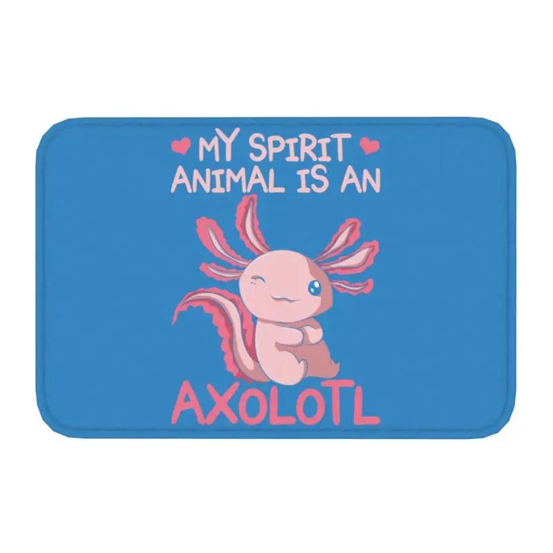 Custom Smiling Leucistic Axolotl Doormat Non-Slip Entrance Bath Kitchen Door Floor Mats Salamander Animal Living Room Carpet Rug