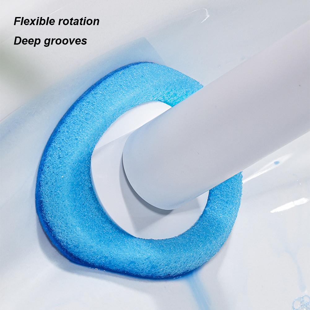 Disposable Toilet Brush Set - Wall-Mounted Bathroom Cleaner with Replacement Sponge Heads
