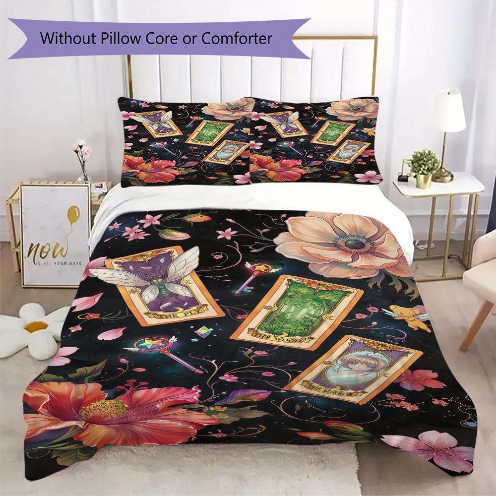 Anime Cardcaptor Sakura Pillowcase & Duvet Cover Set Patterned Bedding for Room Decor Perfect Gift for Anime Fans.-Xin
