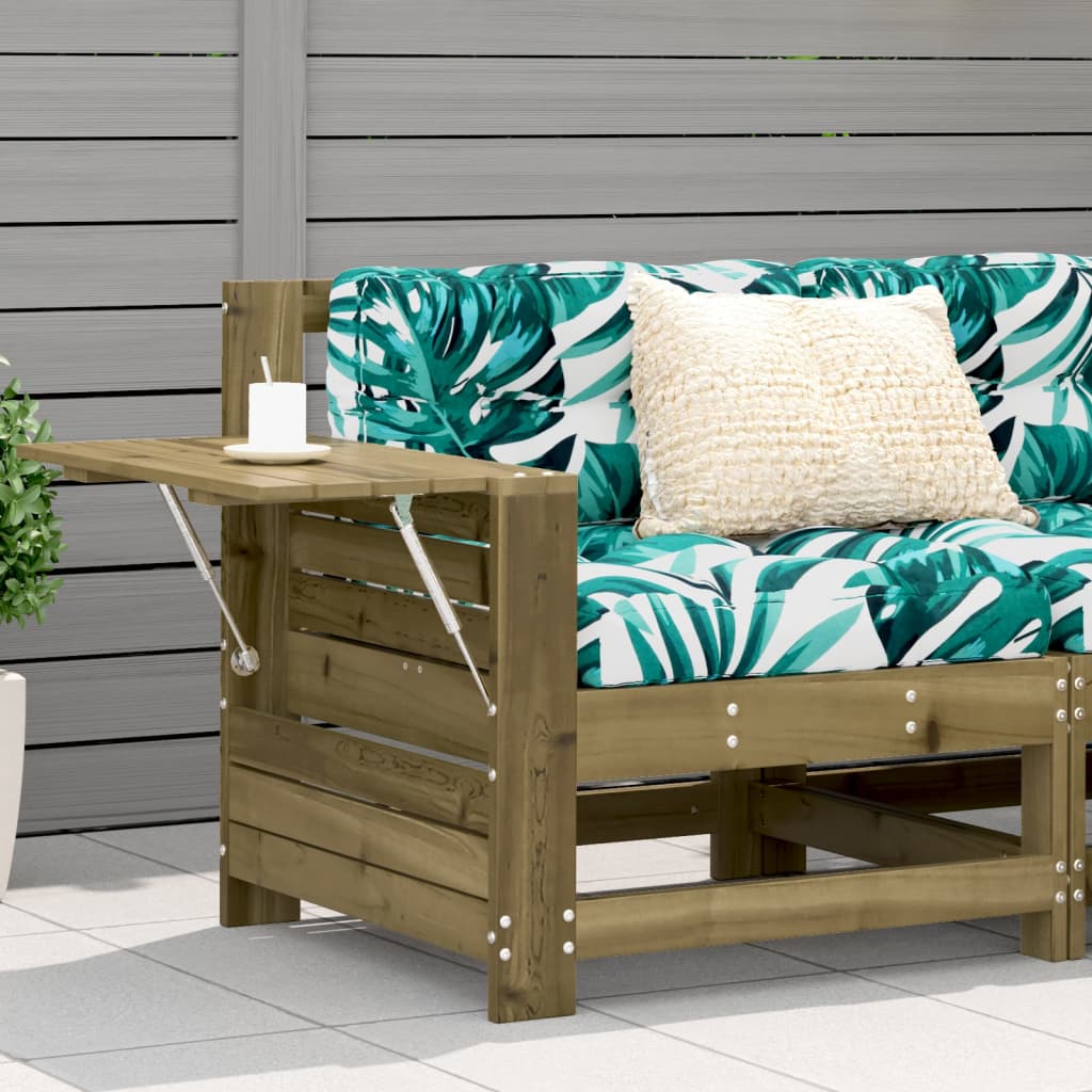 Garden Sofa with Armrests and Side Table Pine Wood