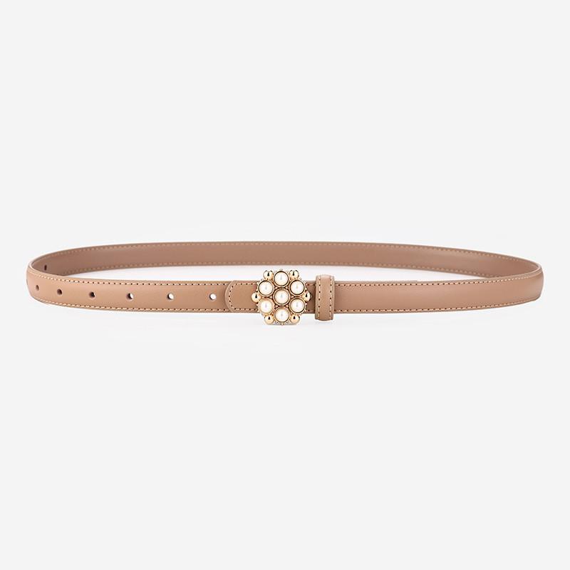 Genuine Leather Woman Belt With Rhinestones For Dress And Jeans Fashion Accessory