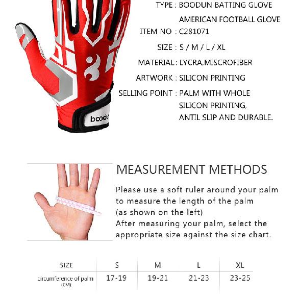 Football Gloves with Padding Receiving Gloves with Adhesive Padding Indoor Football Gloves Rugby and Baseball Hitting Glove 1071