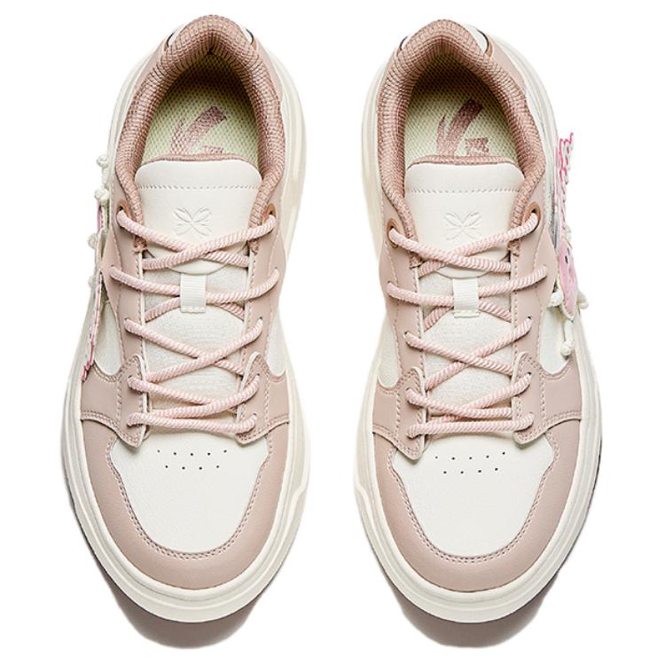 New Anta Wear Resistant Slip Resistant Coverage Low Top Skateboard Shoes Women's White Pink 122518033-3
