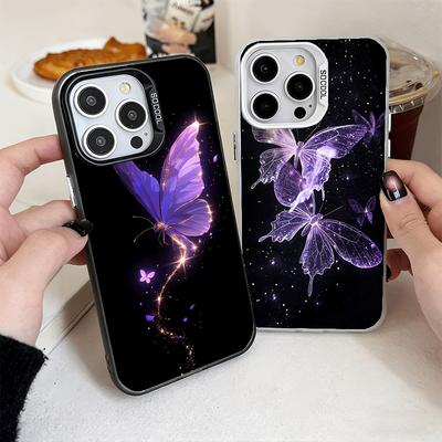 Beautiful Purple Butterfly Shockproof Phone Case for iPhone 17 Air 16 16E 15 Pro Max 14 Plus 13 Mini 12 Back Cover Anti Fall Fun