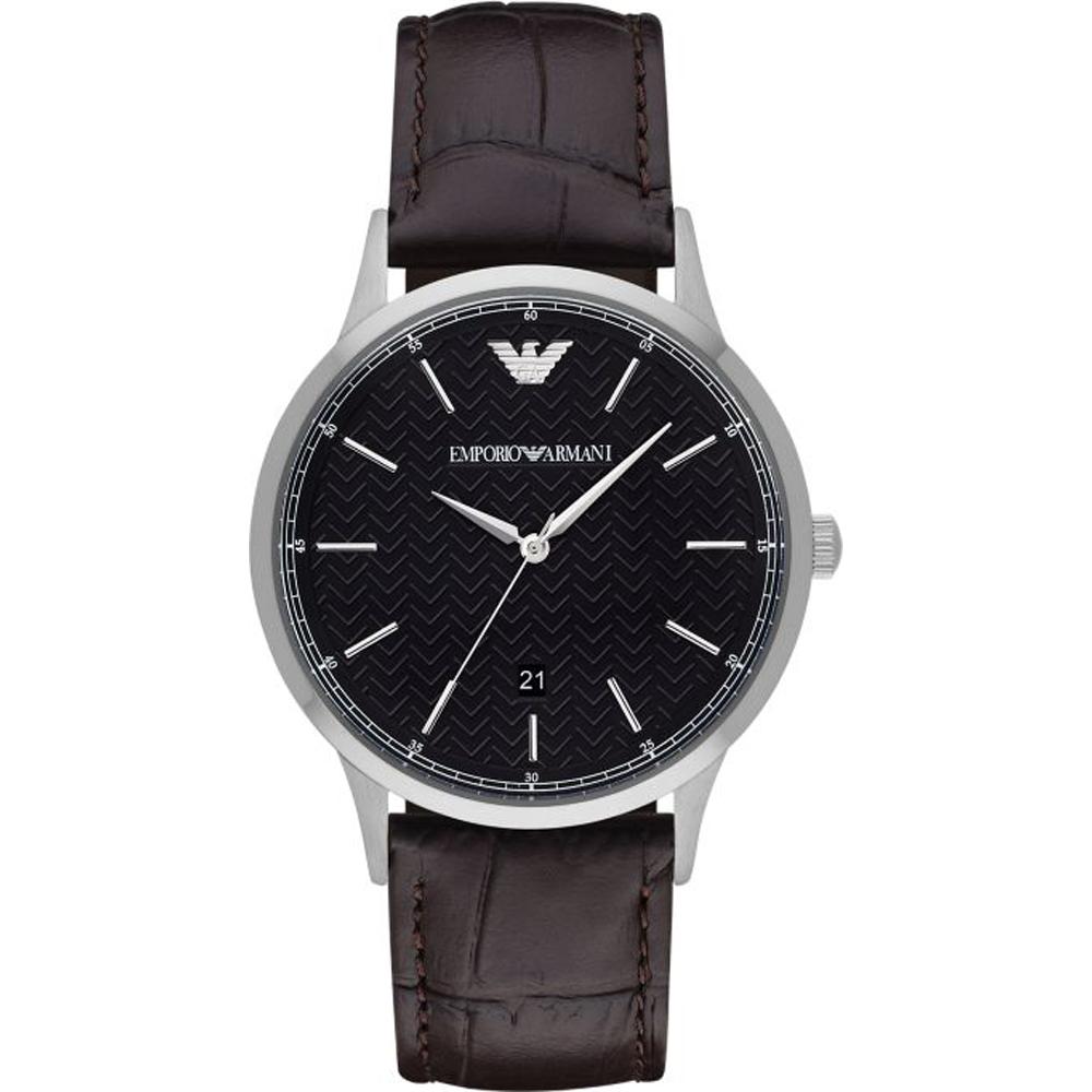 Emporio Armani Renato Black Dial Brown Leather Men s Quartz AR11187 Watch чёрный