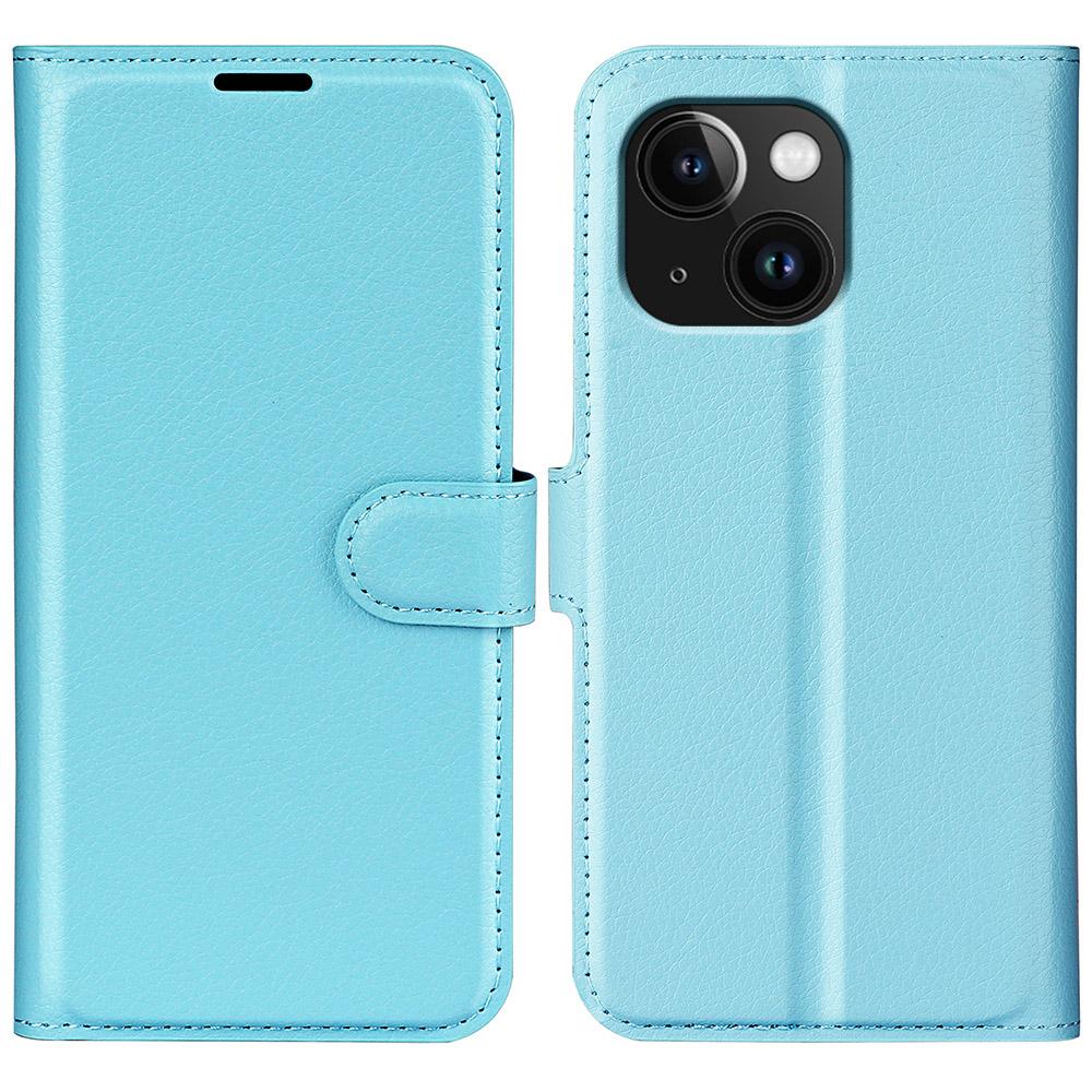For iPhone 15 Plus Wallet Case Litchi Texture Shockproof Leather Flip Stand Phone Cover