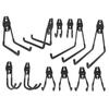 Heavy Duty Garage Hooks Metal Anti Slip Garage Hanger Utility Hooks for Power Tools Ladders Bulk Items Black 12PCS