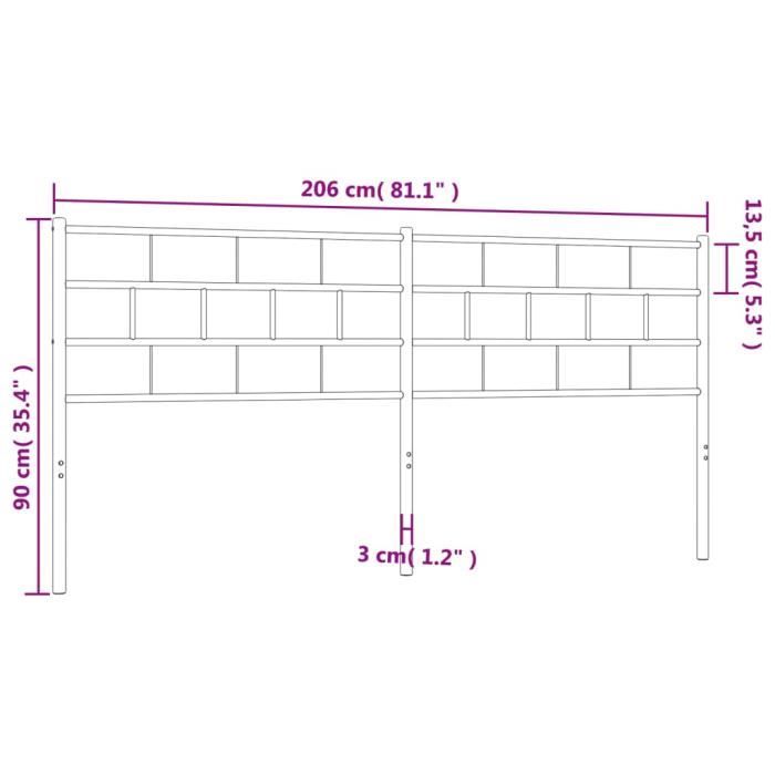 VidaXL White Metal Headboard 200 Cm 355746